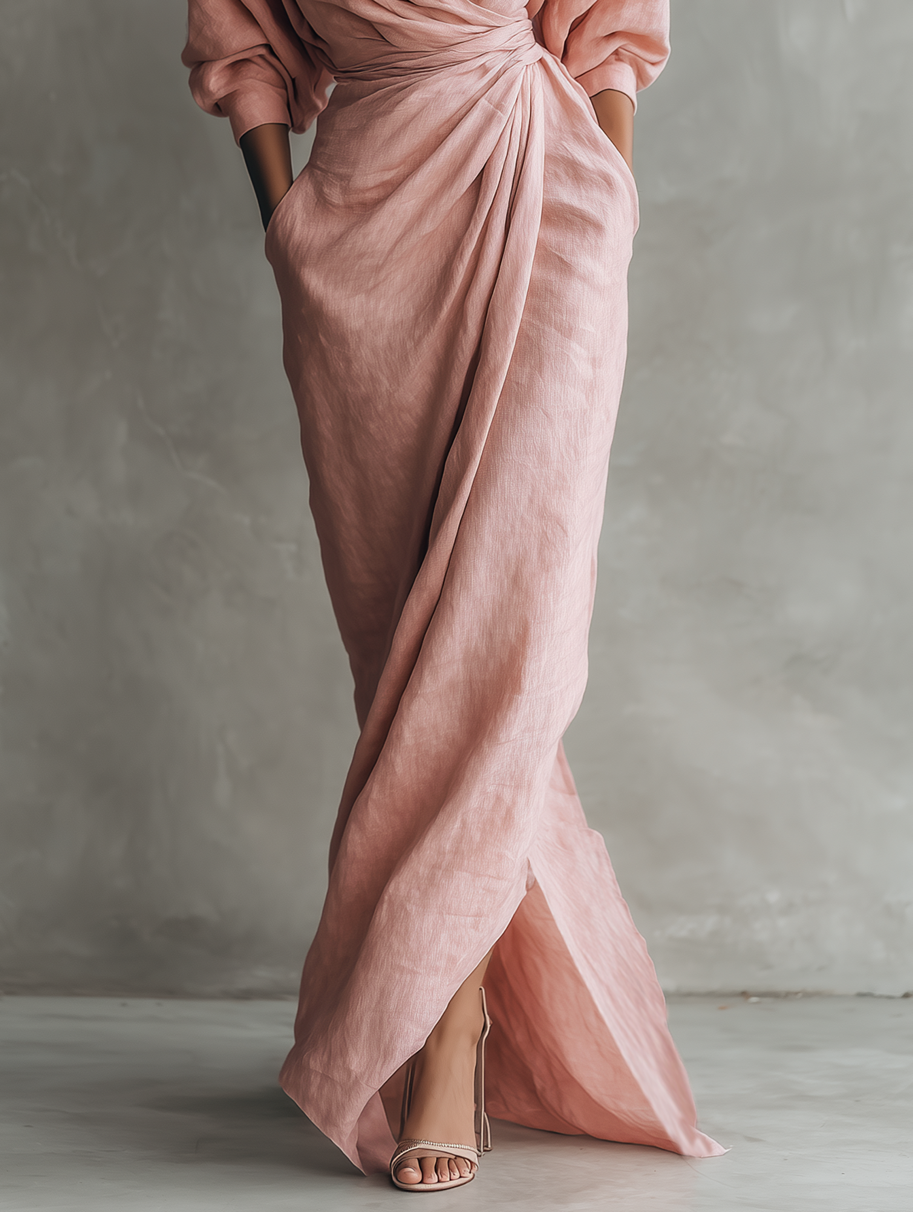 NORA | Draped V-Neck Maxi Dress