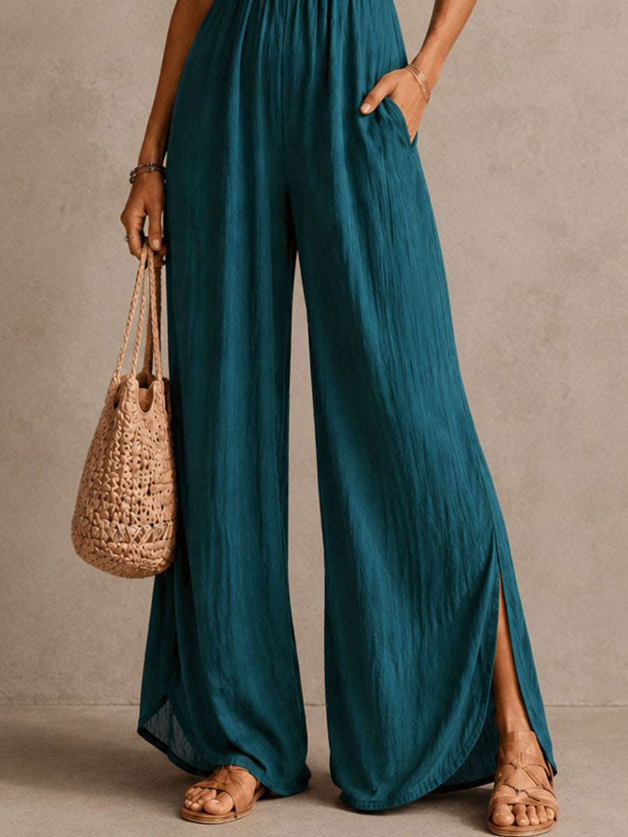 NAYA | Elegant V-Neck Wide Leg Jumpsuit