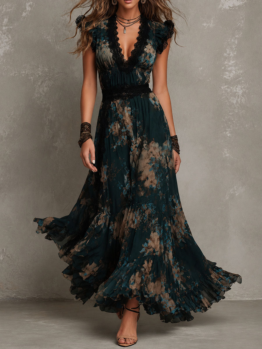 ELARA | Boho Floral Tiered Maxi Dress