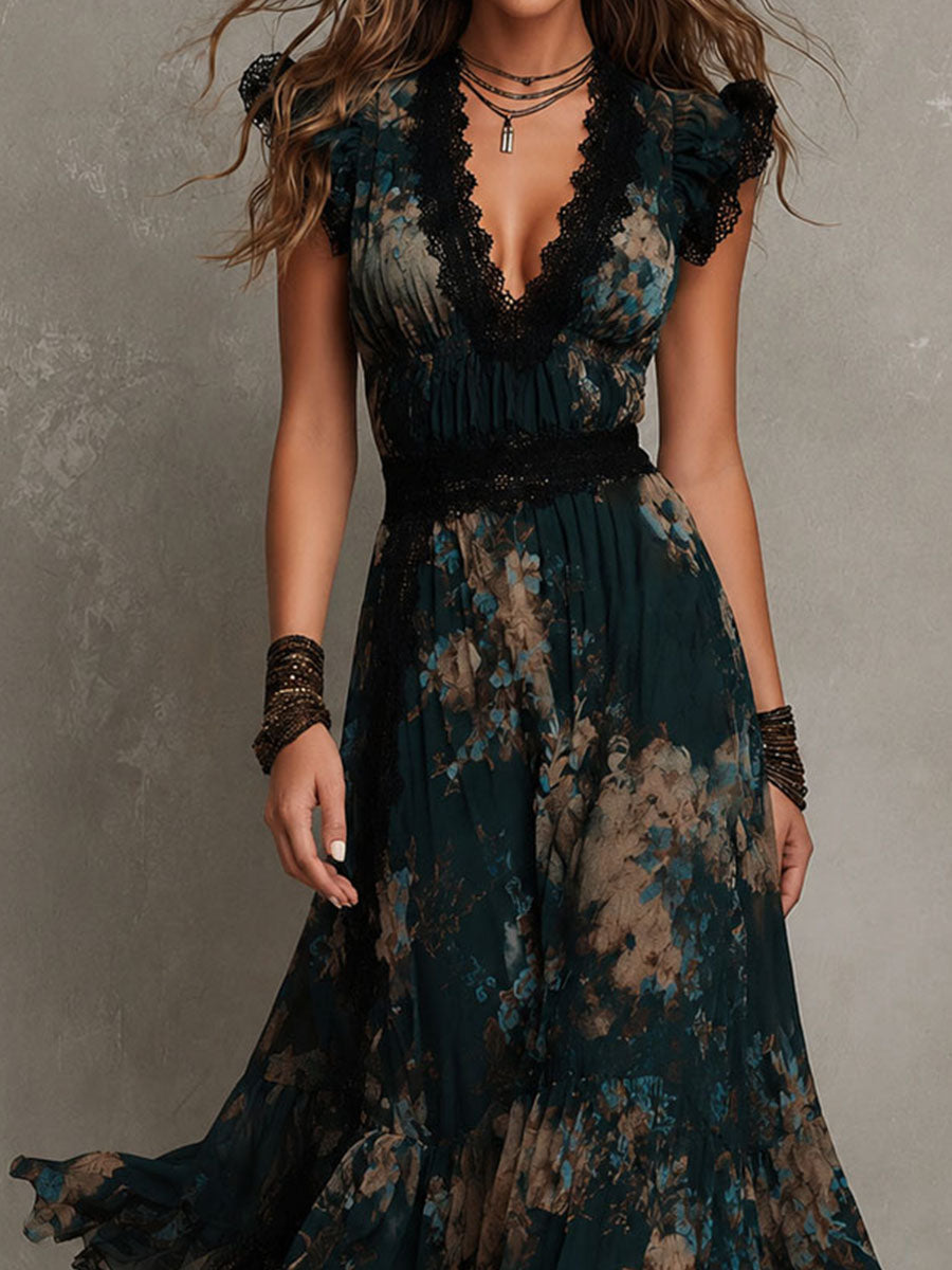 ELARA | Boho Floral Tiered Maxi Dress