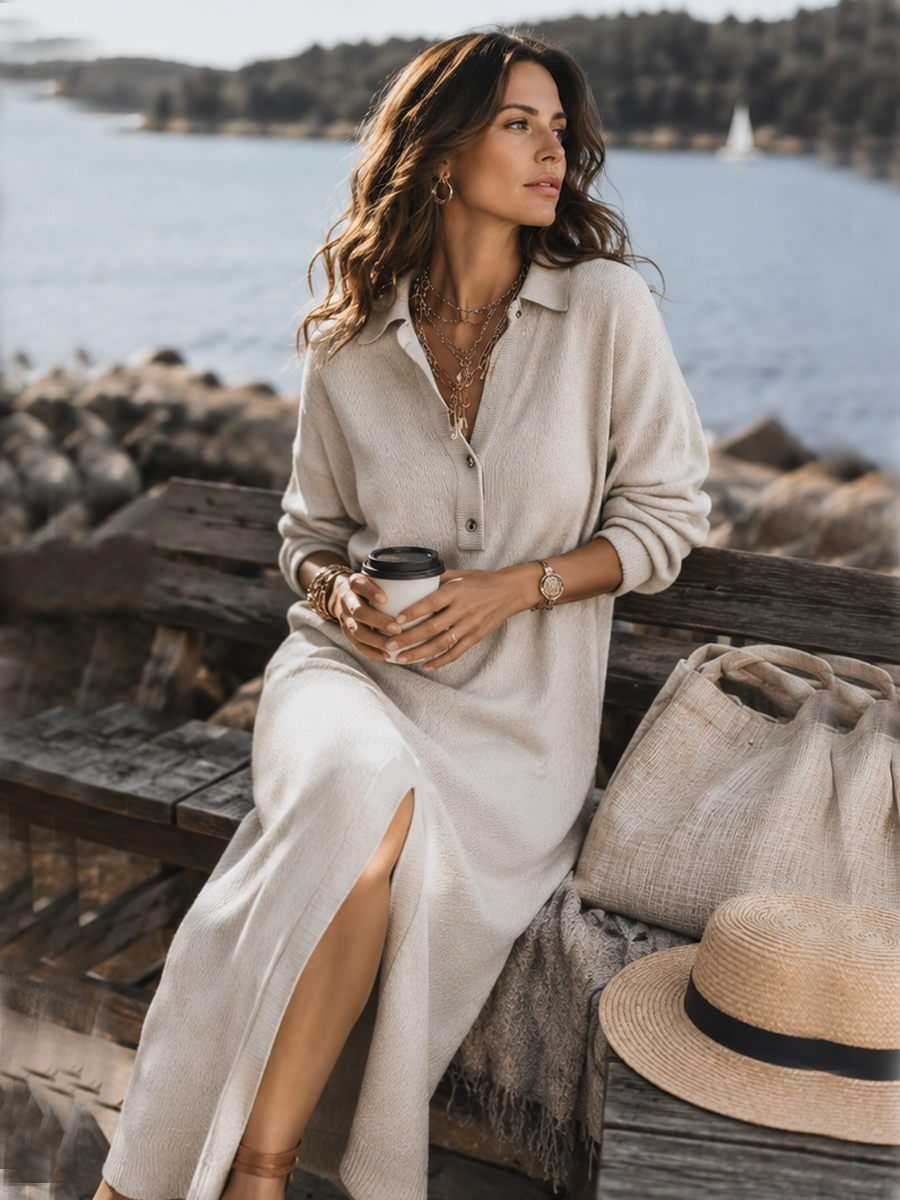 ALVA | Soft Collared Long Sleeve Dress