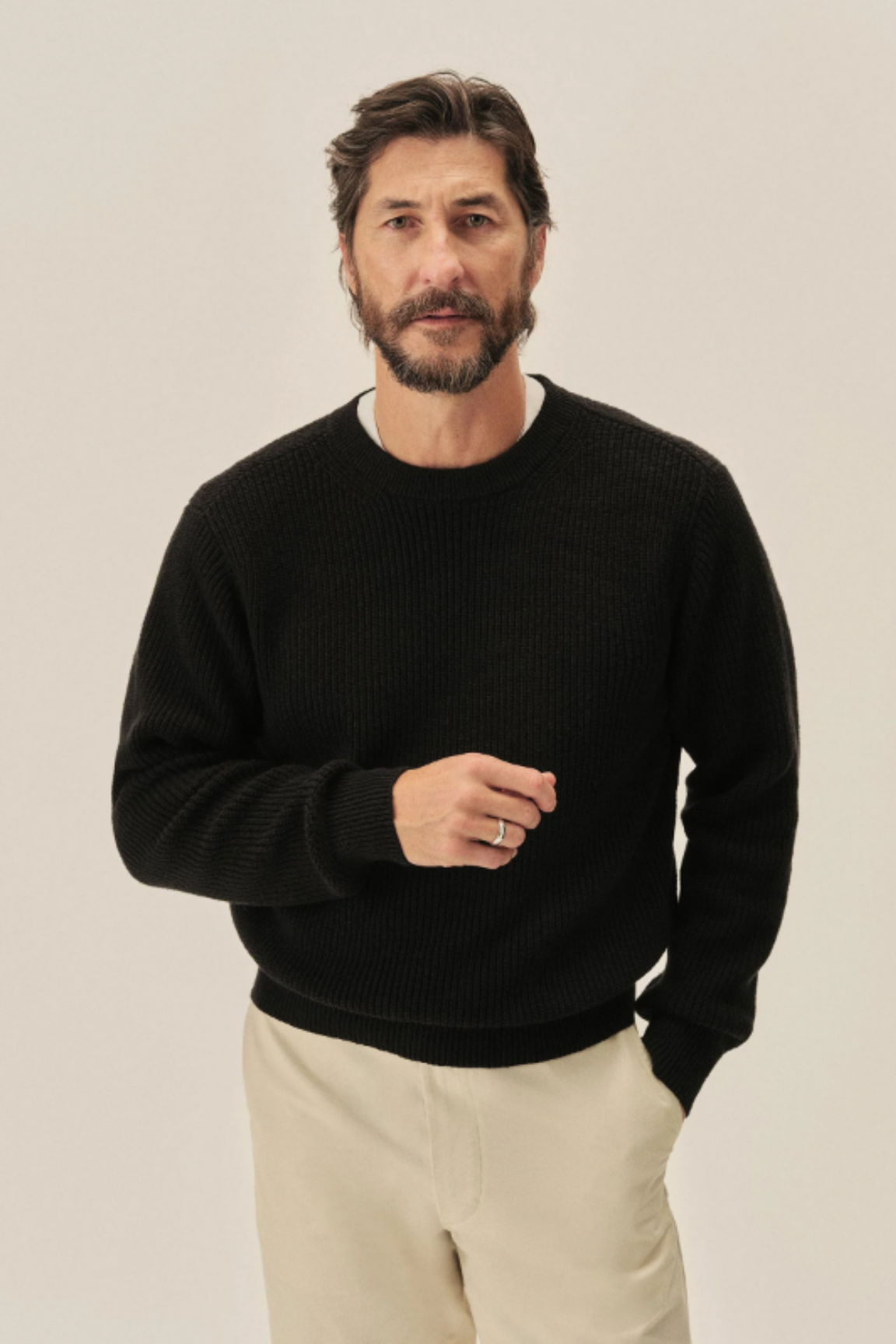 Cotton Rib Crew Neck Sweater