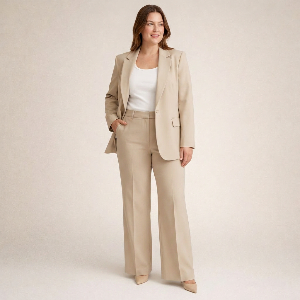 Vanessa | Elegant Suit Set with Flared Pants - Plus size model