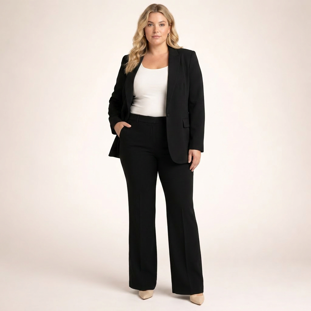 Vanessa | Elegant Suit Set with Flared Pants - Plus size model