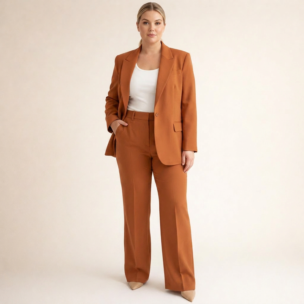 Vanessa | Elegant Suit Set with Flared Pants - Plus size model