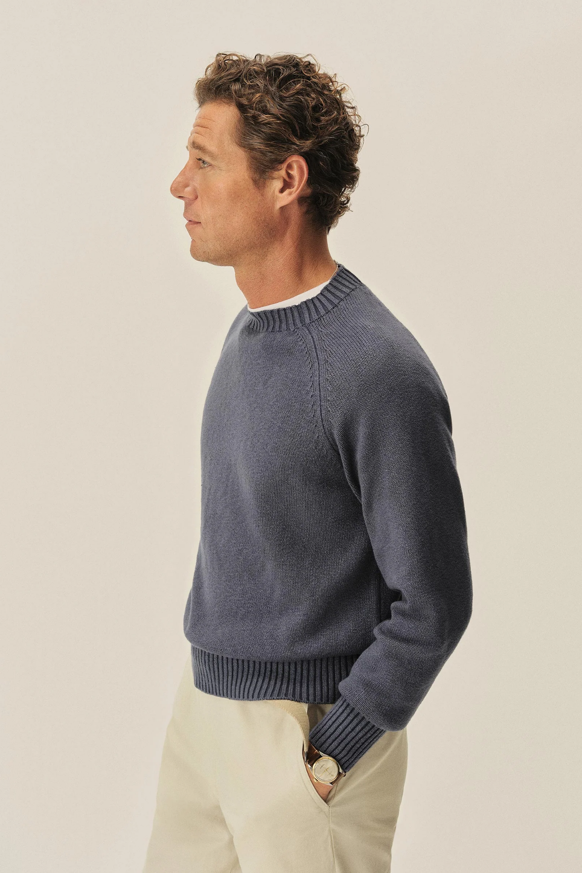 Faded Cotton Crew Neck Sweater