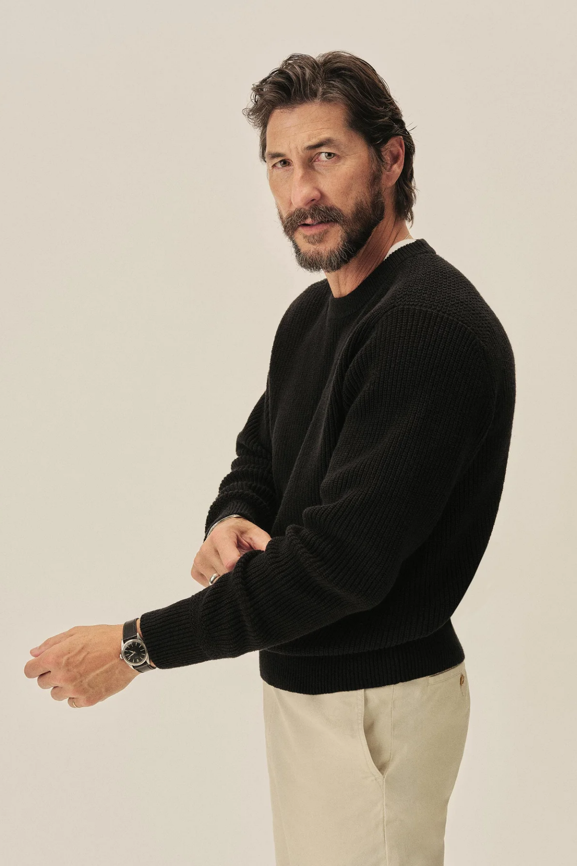 Cotton Rib Crew Neck Sweater