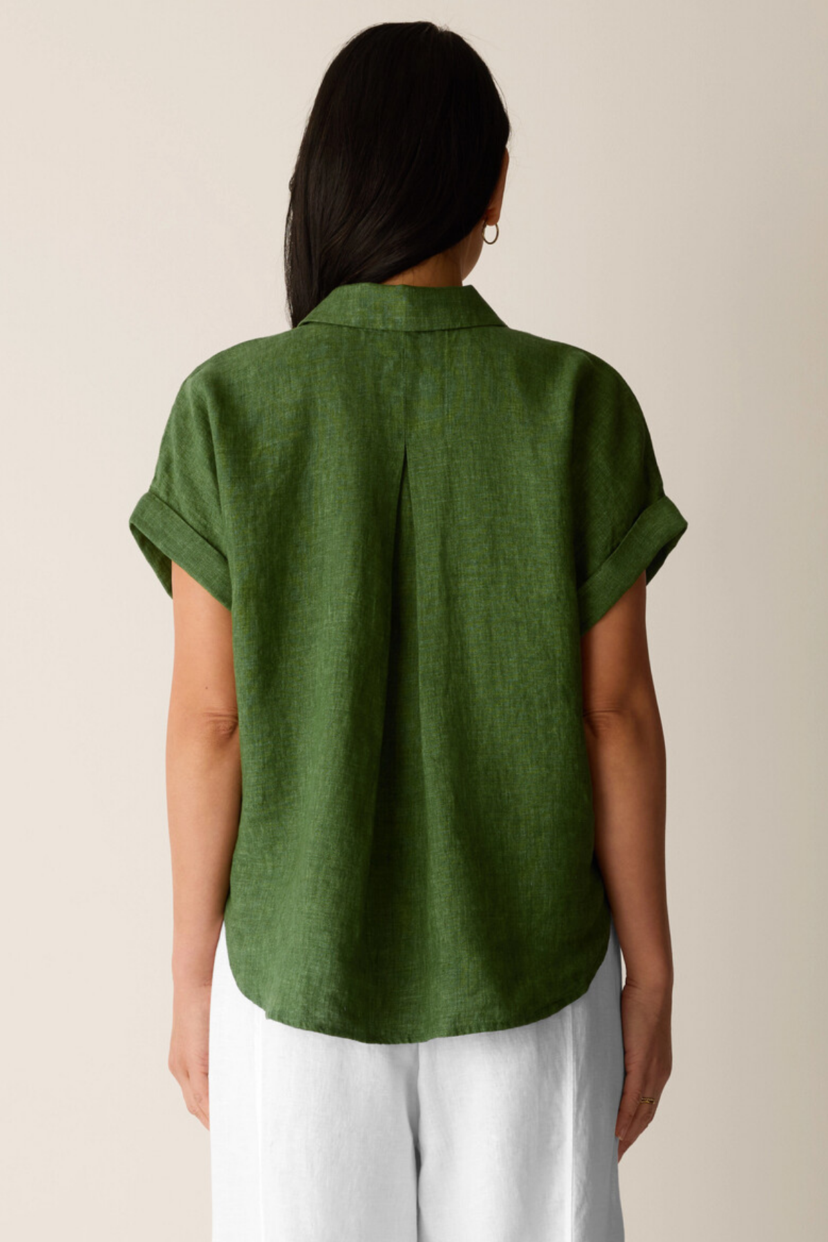 Washed Organic Linen Collar Top