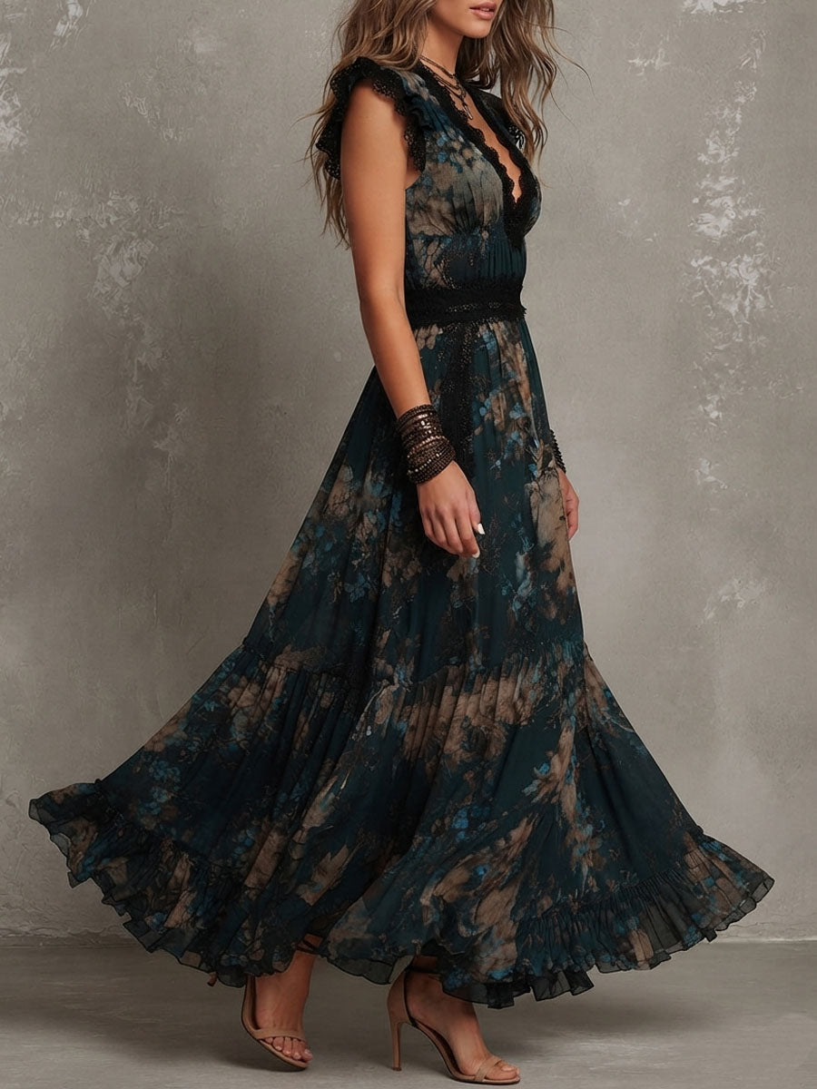 ELARA | Boho Floral Tiered Maxi Dress