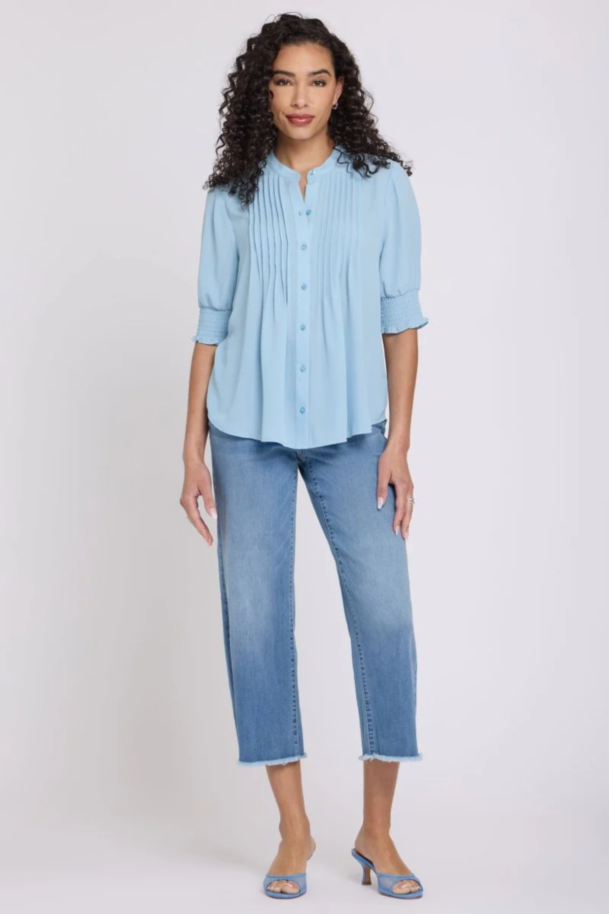 Pleated Short Sleeved Blouse