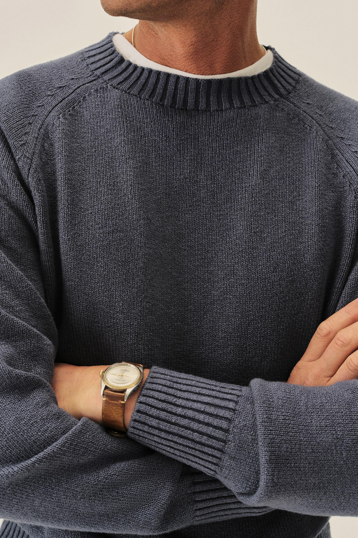 Faded Cotton Crew Neck Sweater
