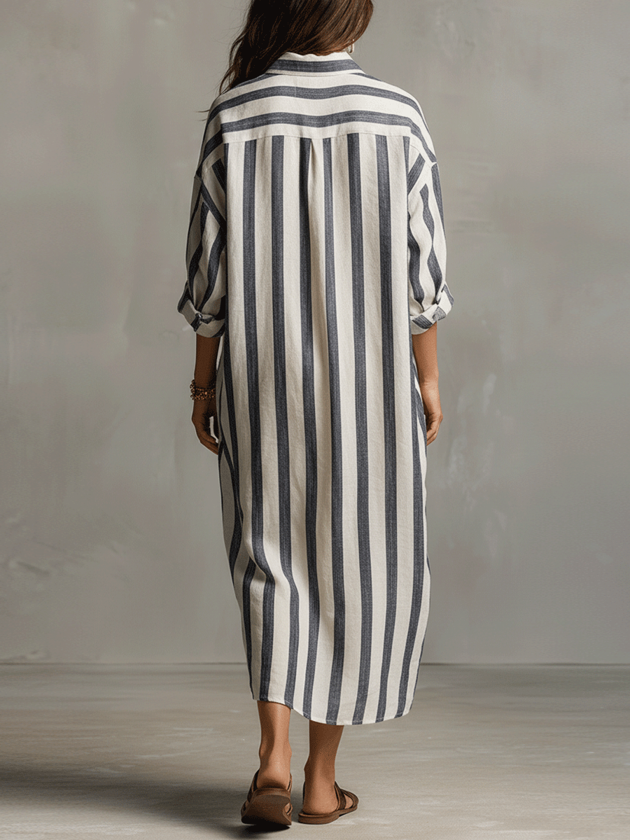 SIENNA | Striped Boho Shirt Maxi Dress