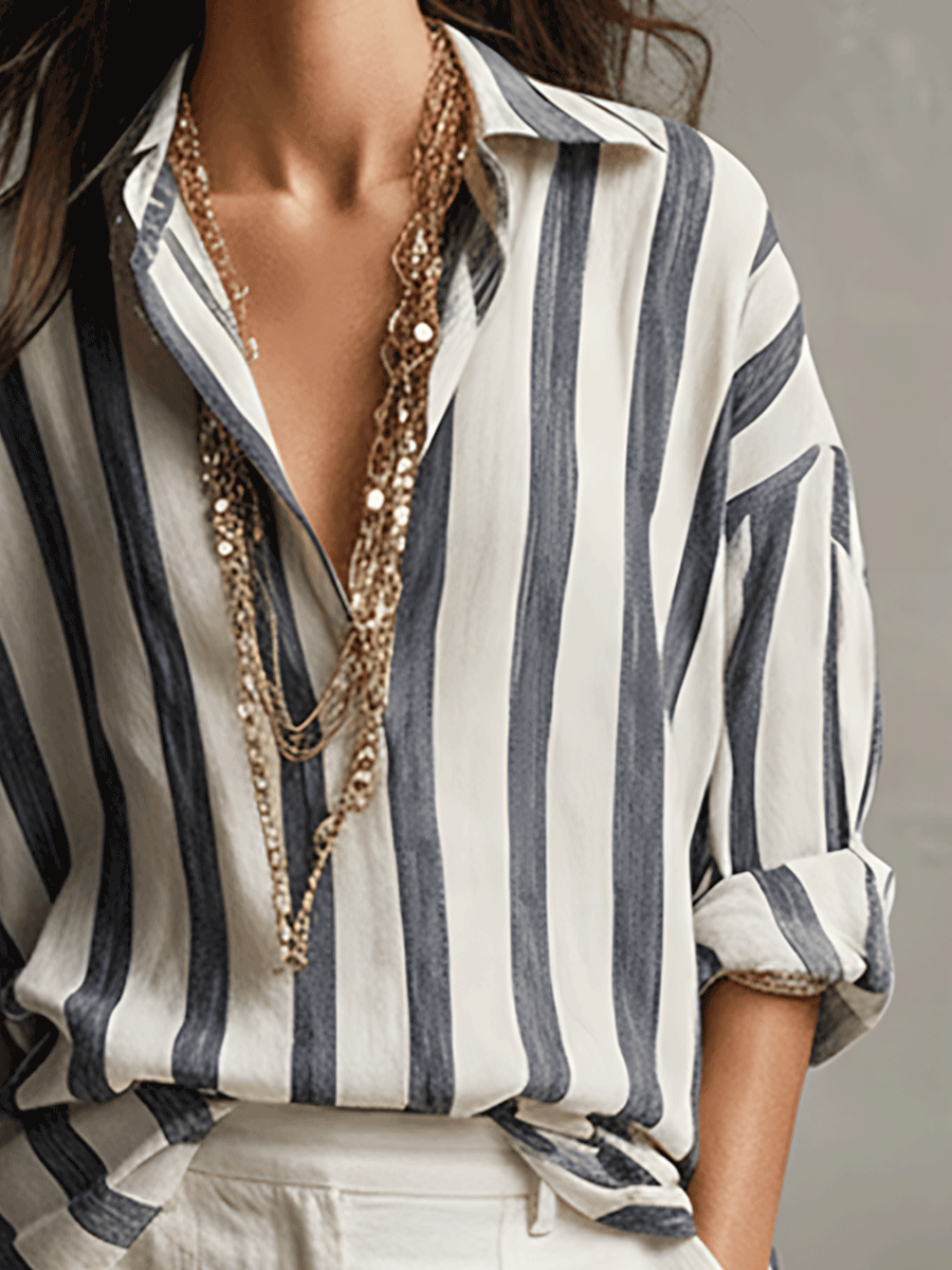 Casual Striped Long-Sleeved Shirt