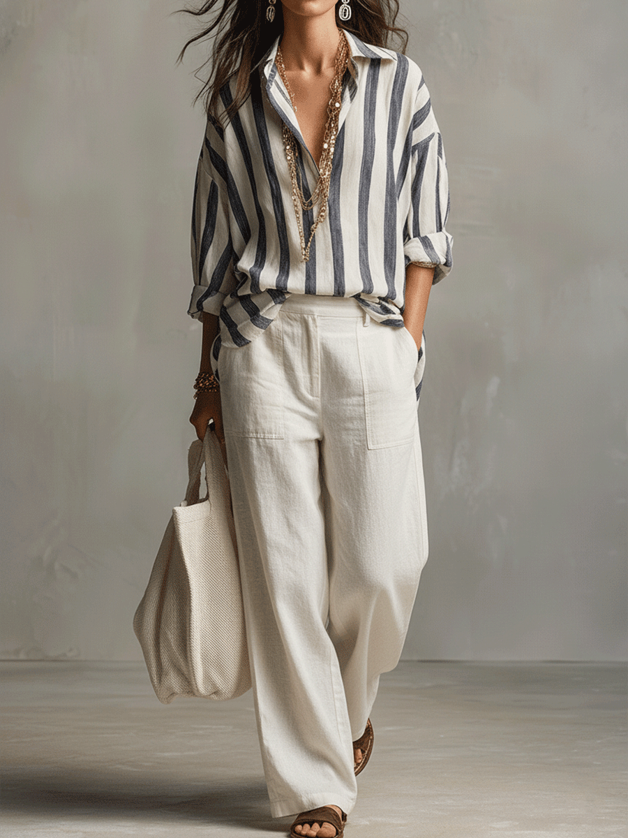 Casual Striped Long-Sleeved Shirt