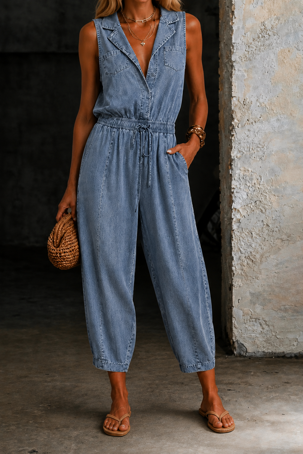 Rosalia | Sleeveless Denim Jumpsuits