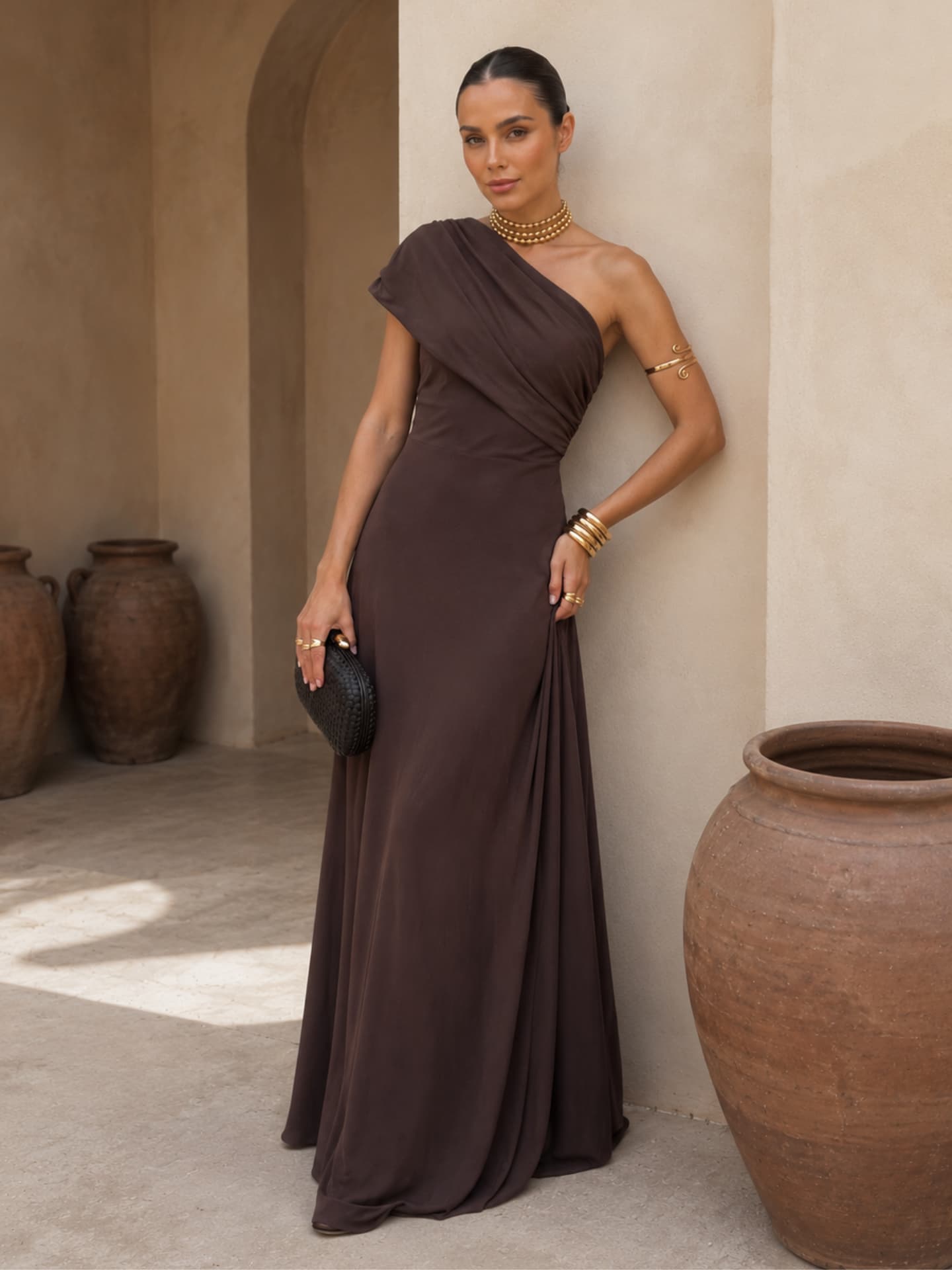 CAIRA | Ruched Draped Maxi Dress