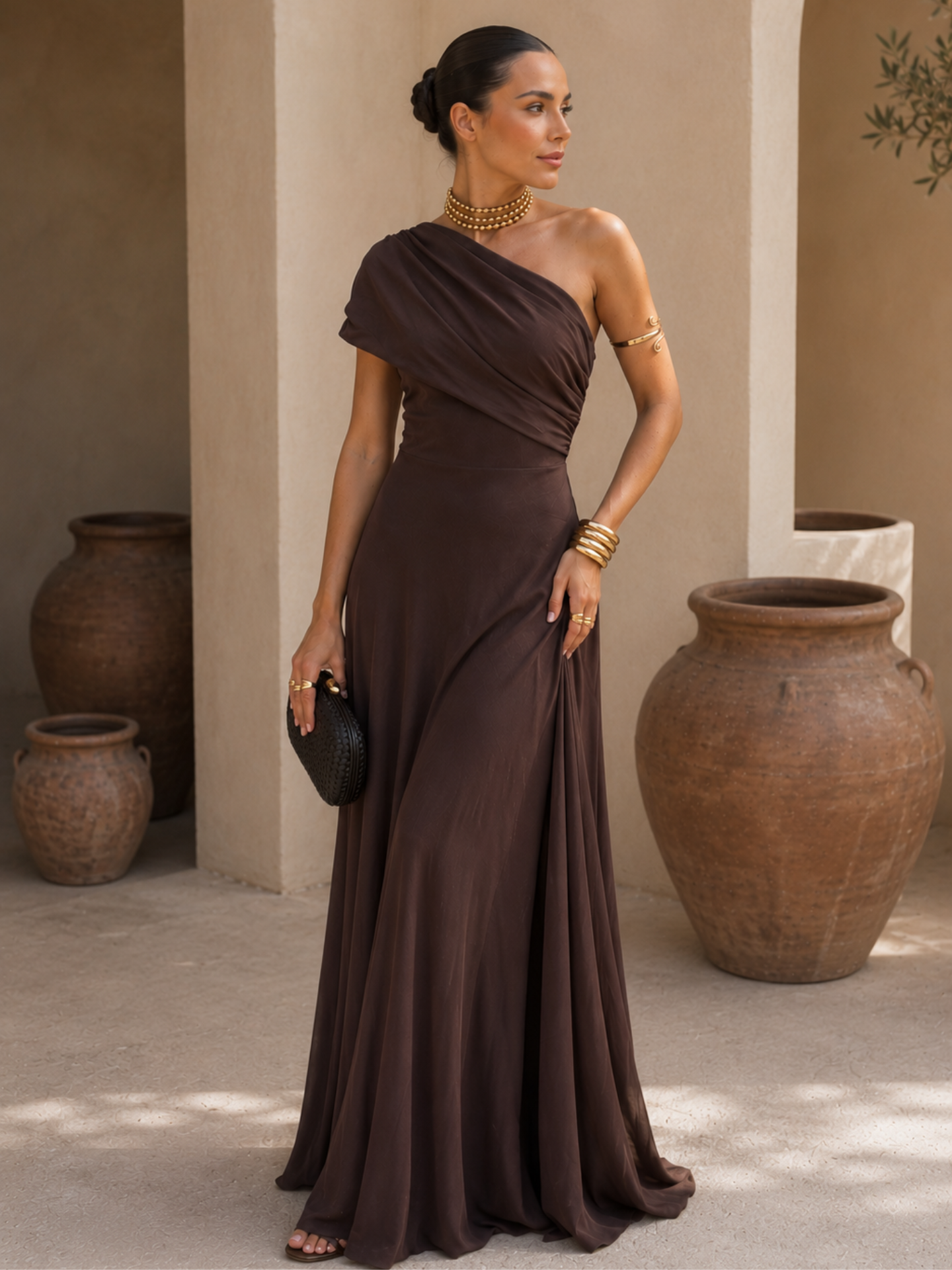 CAIRA | Ruched Draped Maxi Dress