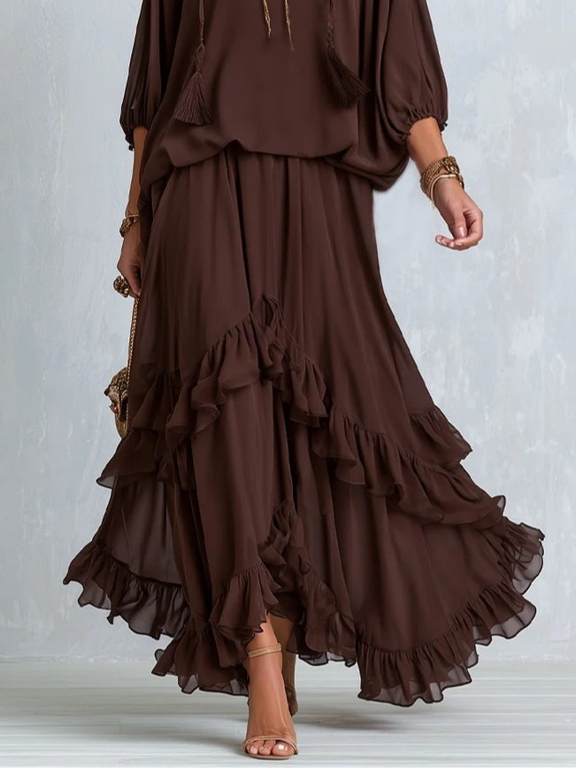 RENA | Tassel Top And Ruffle Skirt Set