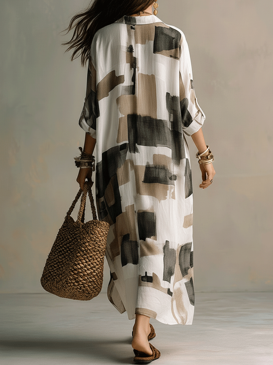 ESME | Boho Abstract Print Maxi Dress