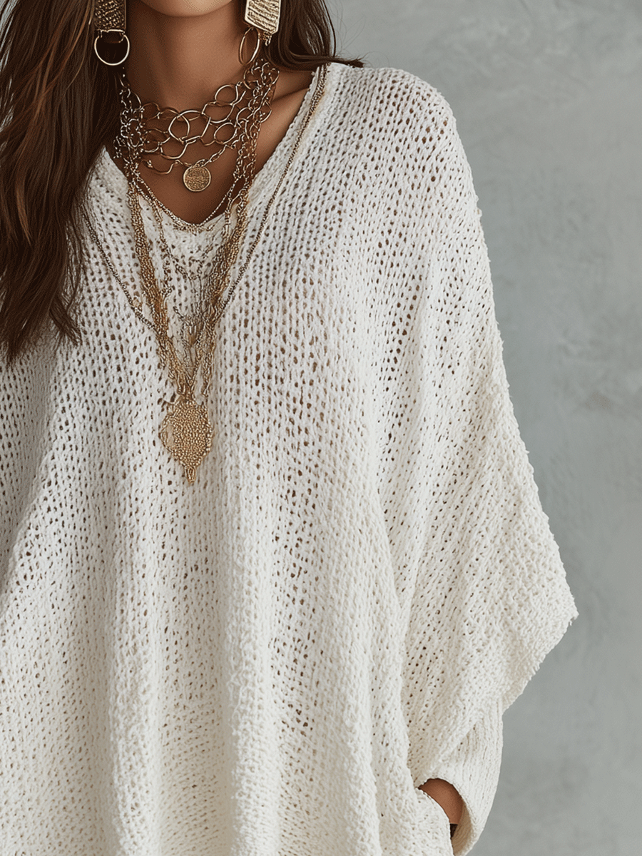 Effortless Bohemian Pullover Knit Top