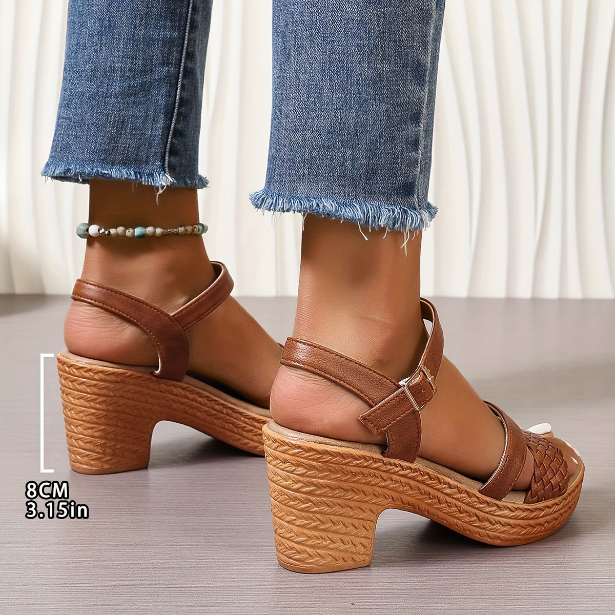 Braided Block Heel Sandals