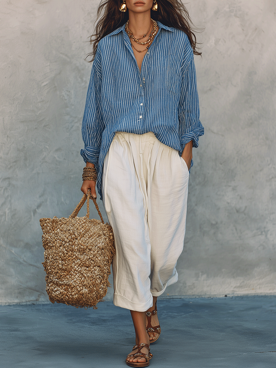 Bohemian Blue Stripe Shirt