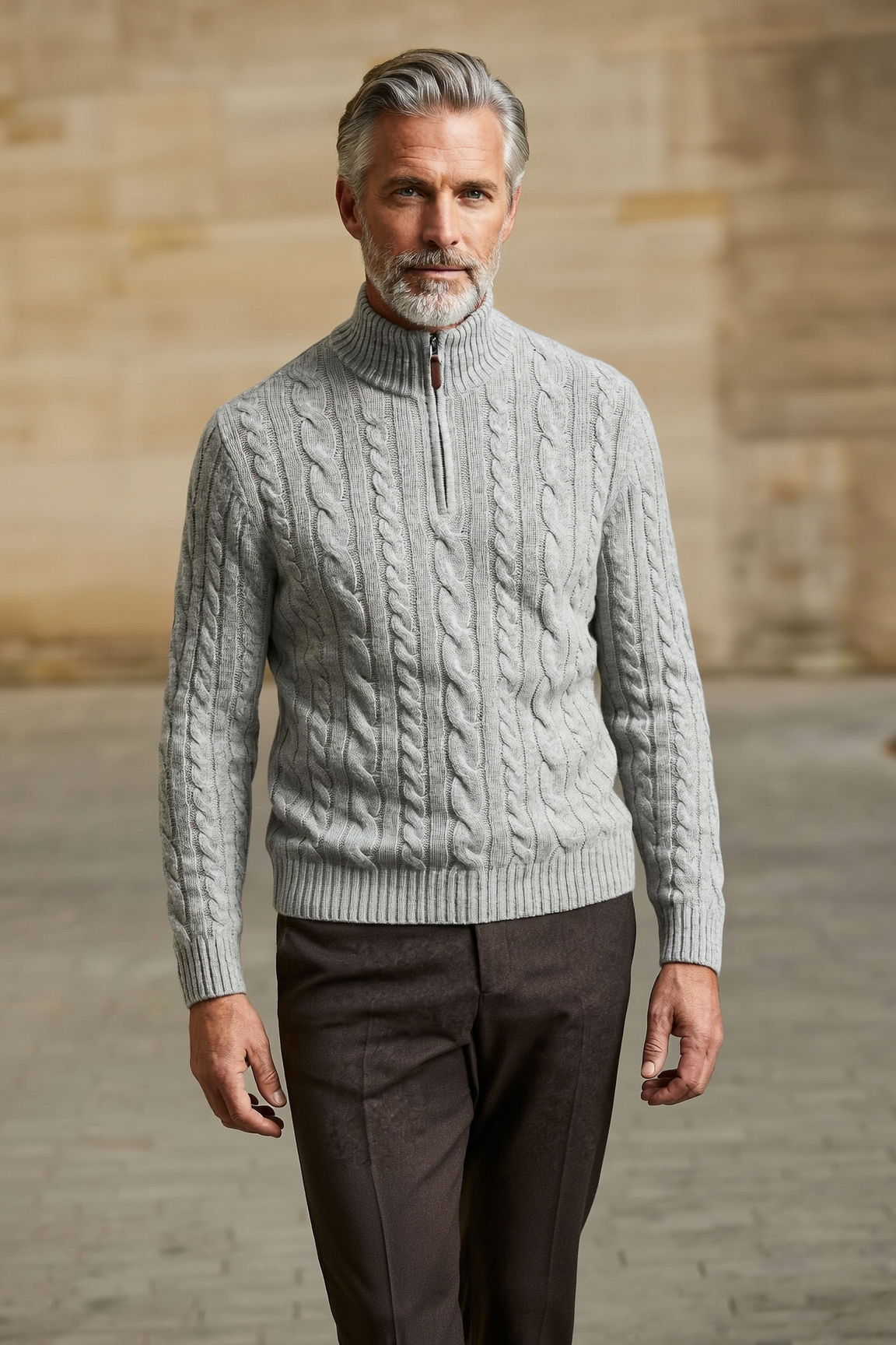 Hermiza™ Embroided Zipped Cable Sweater