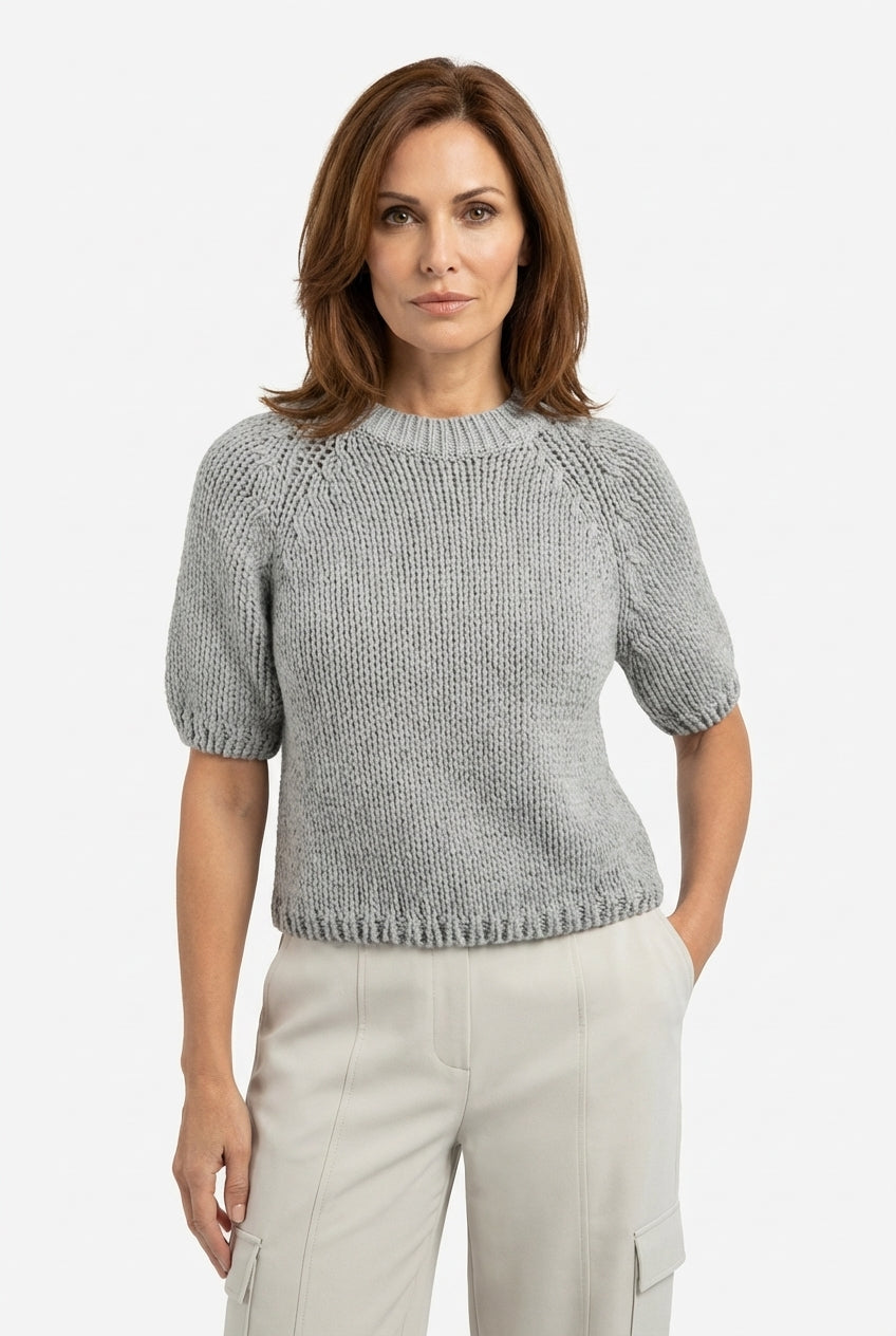 Chunky Knit Sweater with Short Sleeves