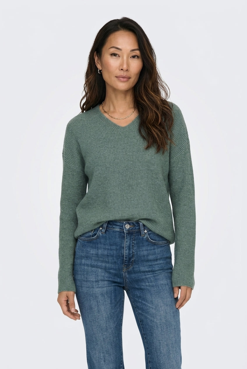 Ribbed V-Neck Sweater