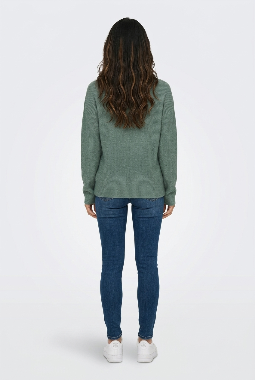 Ribbed V-Neck Sweater