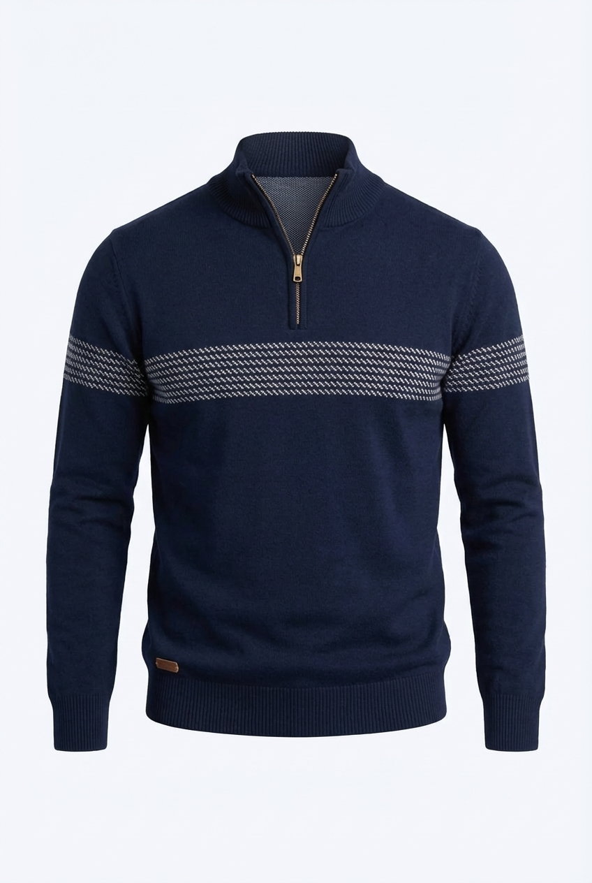 Stripe Quarter-Zip Sweater