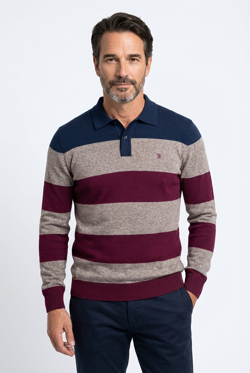 Striped Polo Knit Sweater
