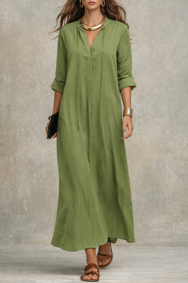 SAGE | Olive Green Relaxed Bohemian Maxi Dress
