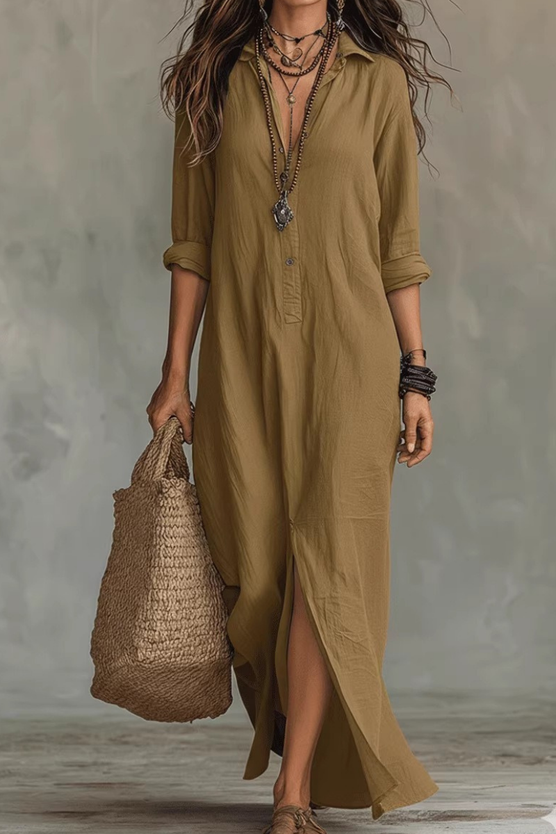 Bohemian Charm Casual Button dress