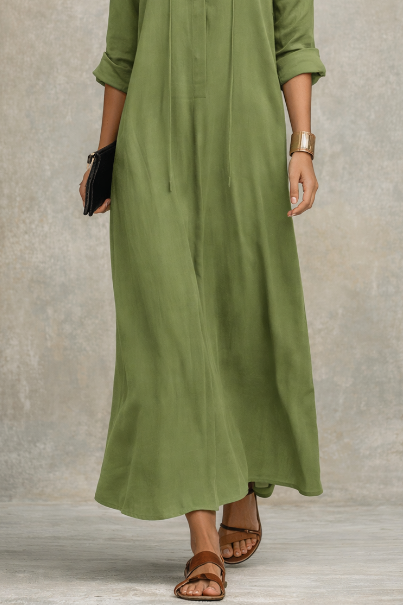 SAGE | Olive Green Relaxed Bohemian Maxi Dress