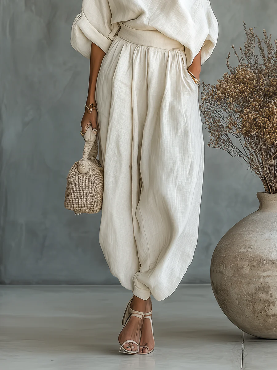 MILA | Relaxed One-shoulder Top and Wide-leg Pants Set