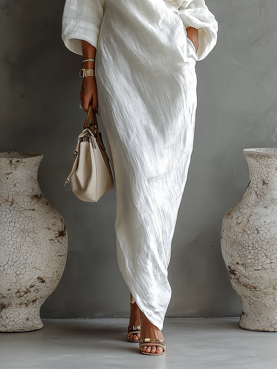 ELISE | Elegant One-shoulder Maxi Dress in White