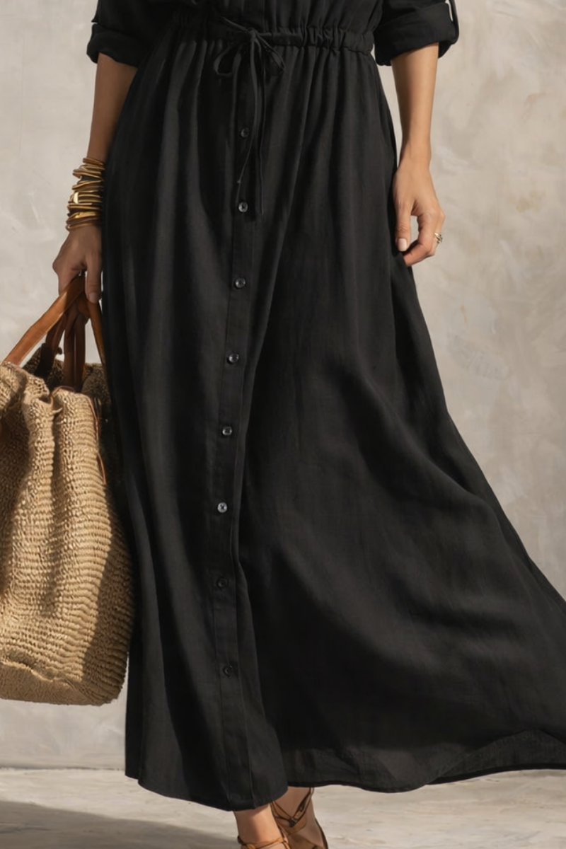 Refined maxi dress with belt