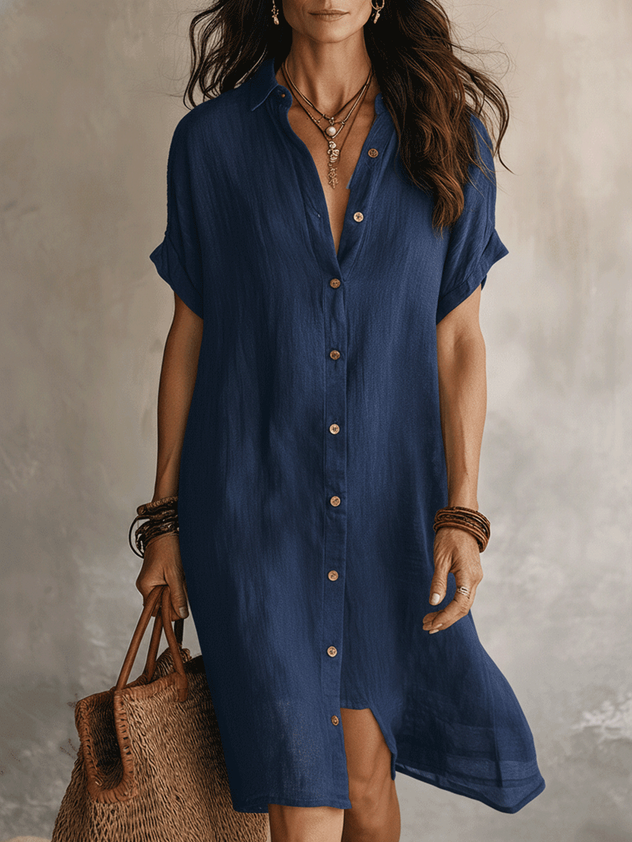 BLAKE | Modern Boho Effortless Black Relaxed Midi Dress