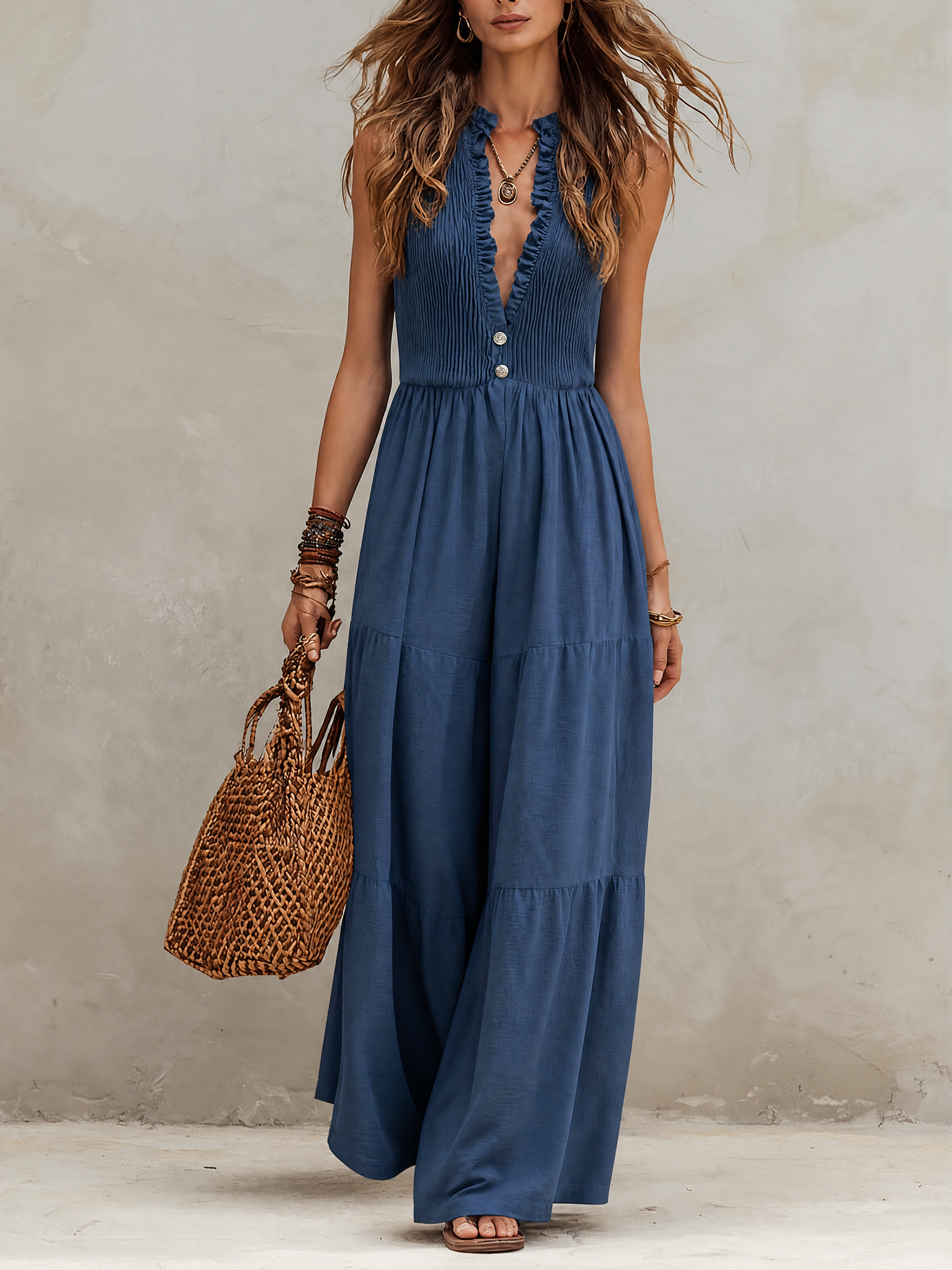 SELA | Wide-Leg Ruffle Jumpsuit