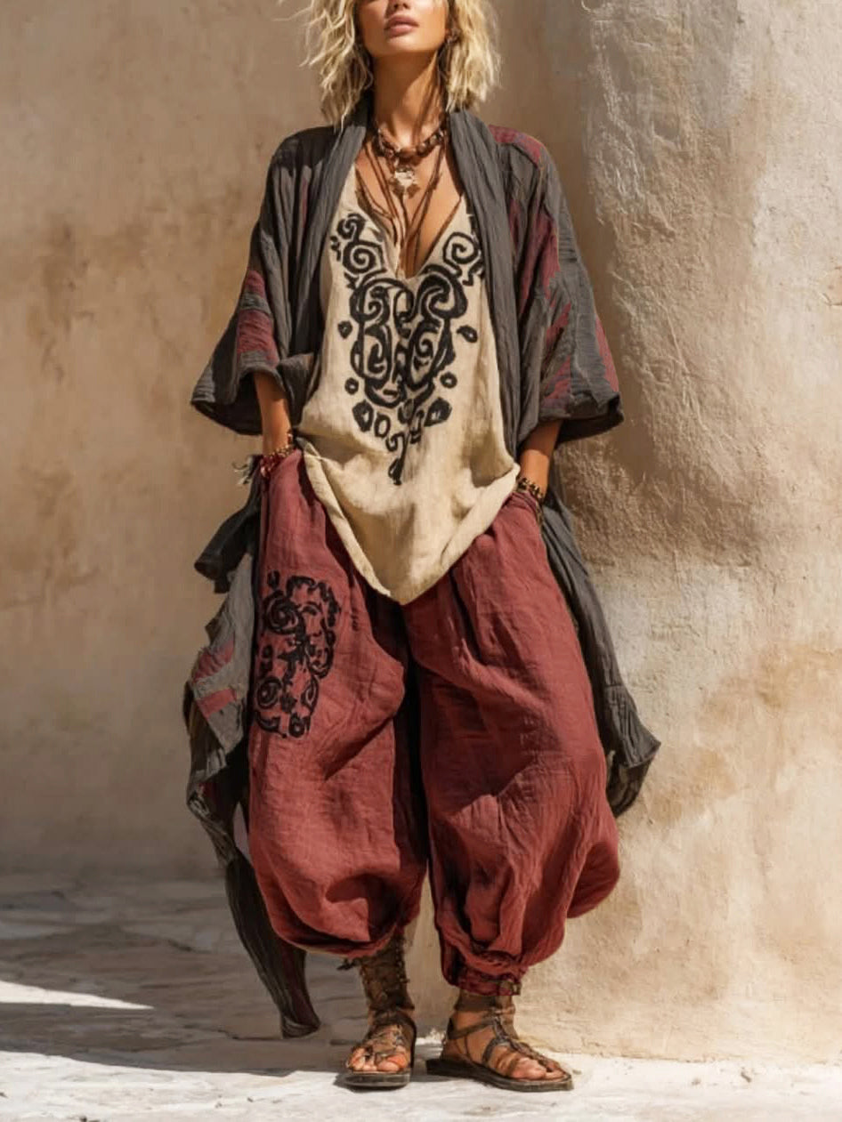 Boho Casual Loose Three-piece Set