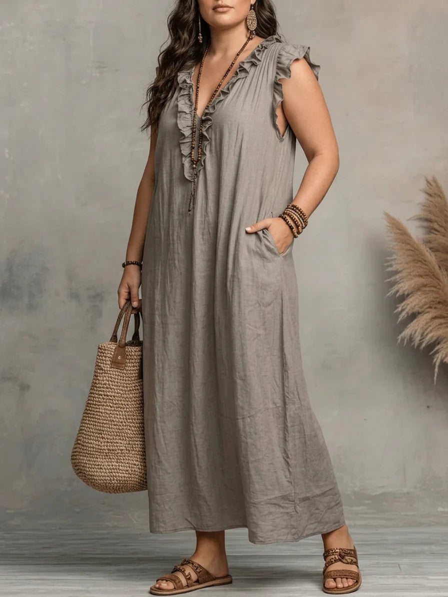 Sienna | Boho Ruffle Maxi Dress - Plus size model