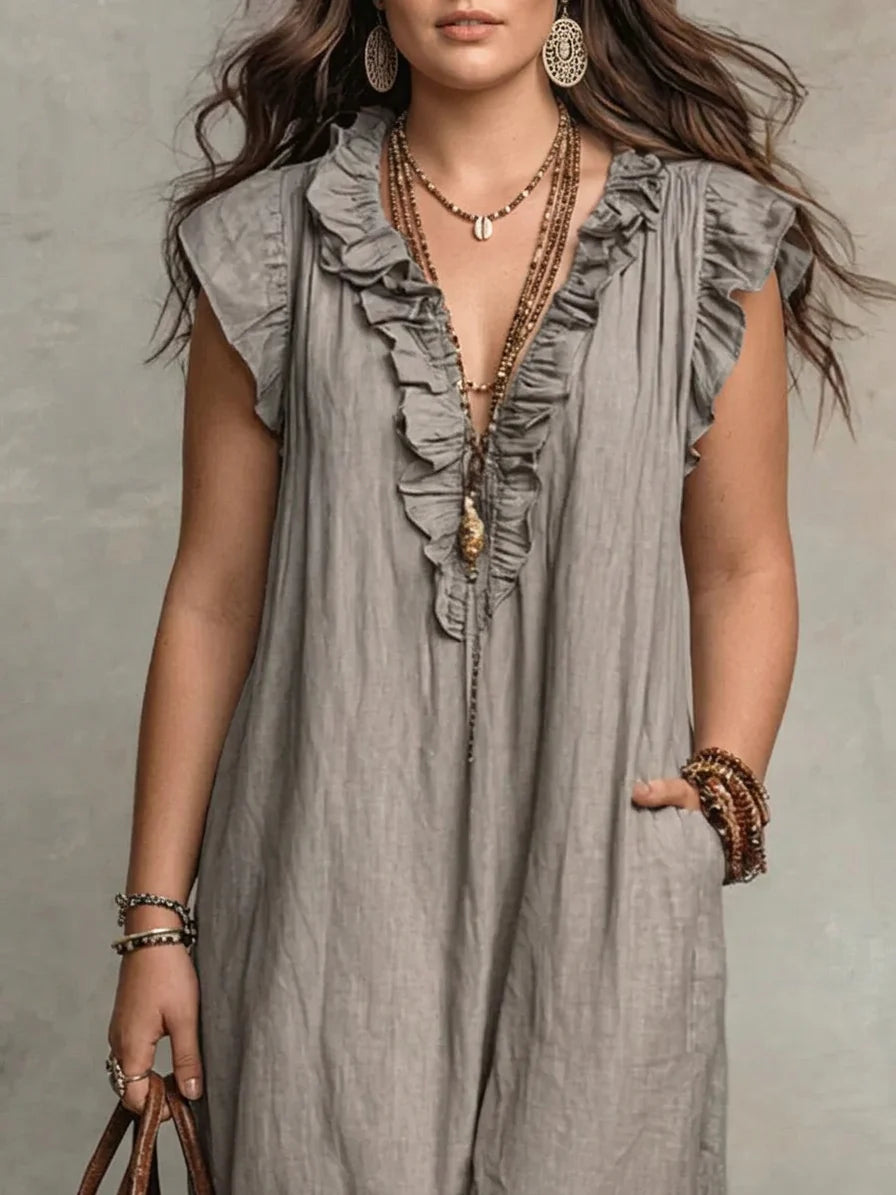 Sienna | Boho Ruffle Maxi Dress - Plus size model