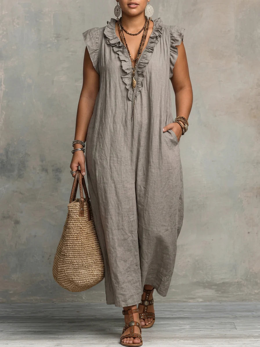 Sienna | Boho Ruffle Maxi Dress - Plus size model