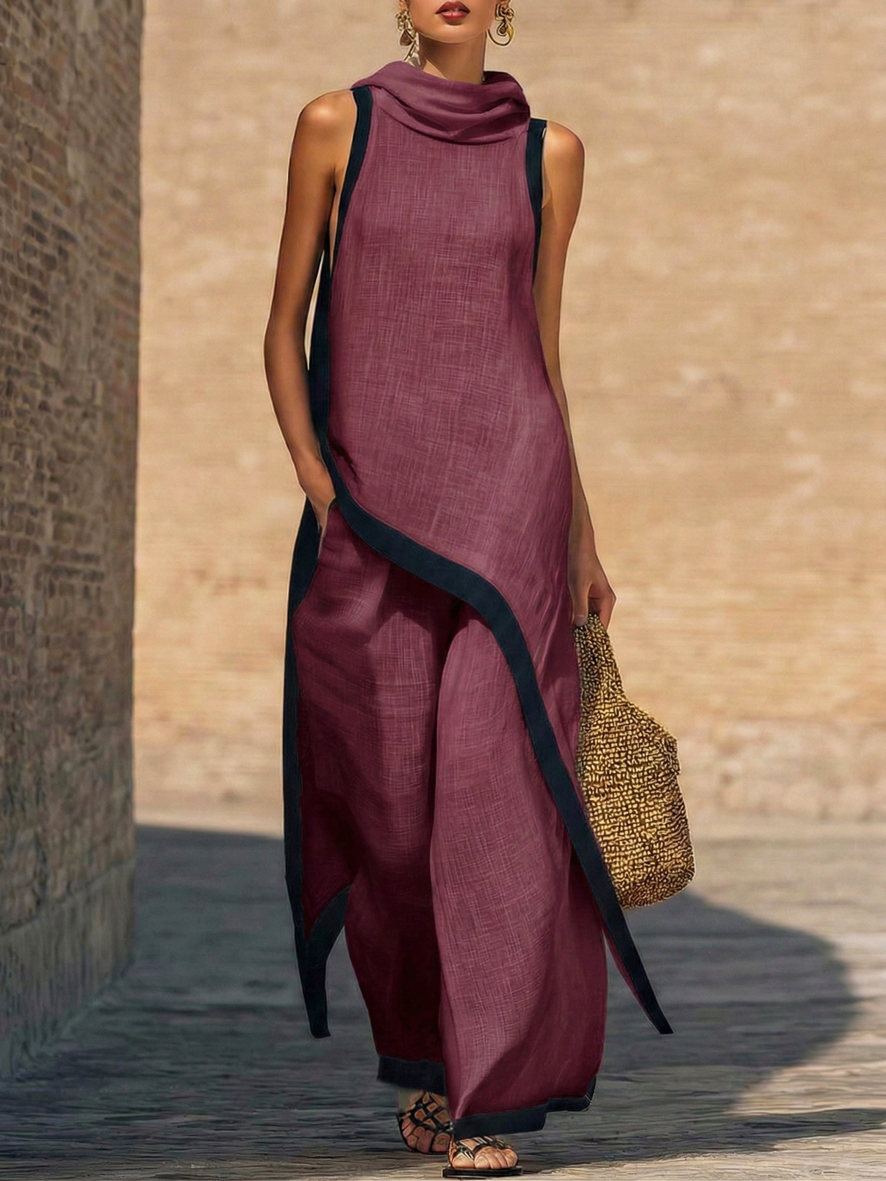Artistic Cut Trim Elegant Two-piece Set