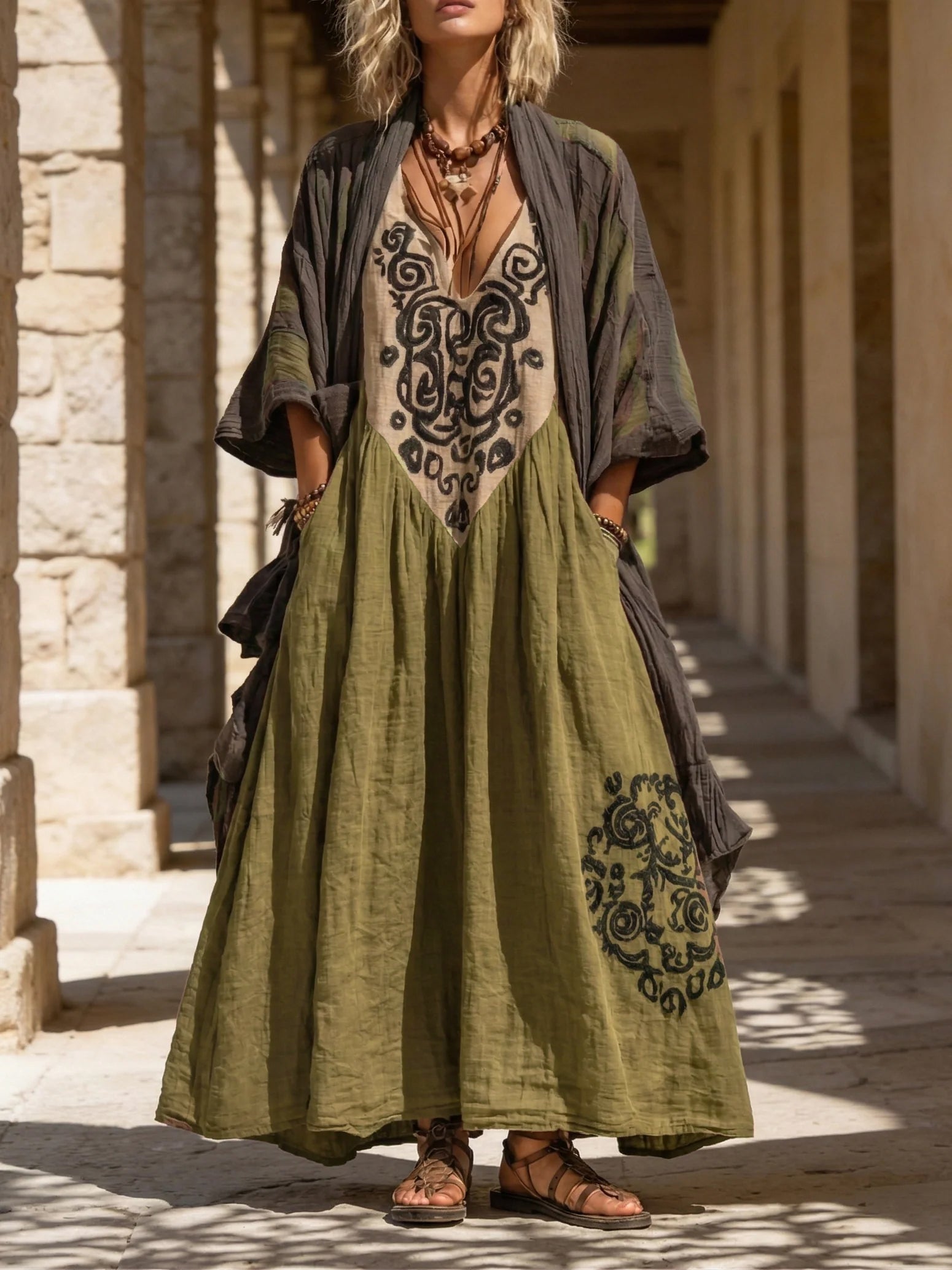 Women's Retro Effortless Maxi Two-Piece Set