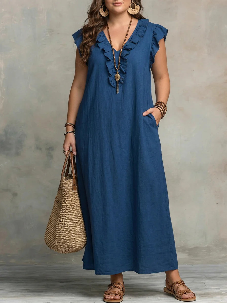 Sienna | Boho Ruffle Maxi Dress - Plus size model