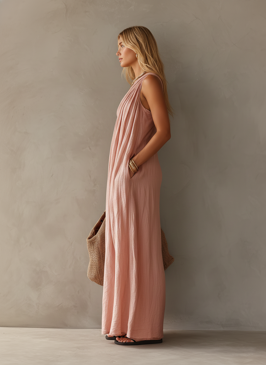 NAIA | One-Shoulder Draped Maxi Dress