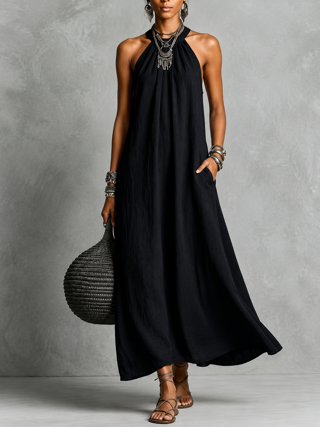 SIENNA | Effortless Halter Maxi Dress