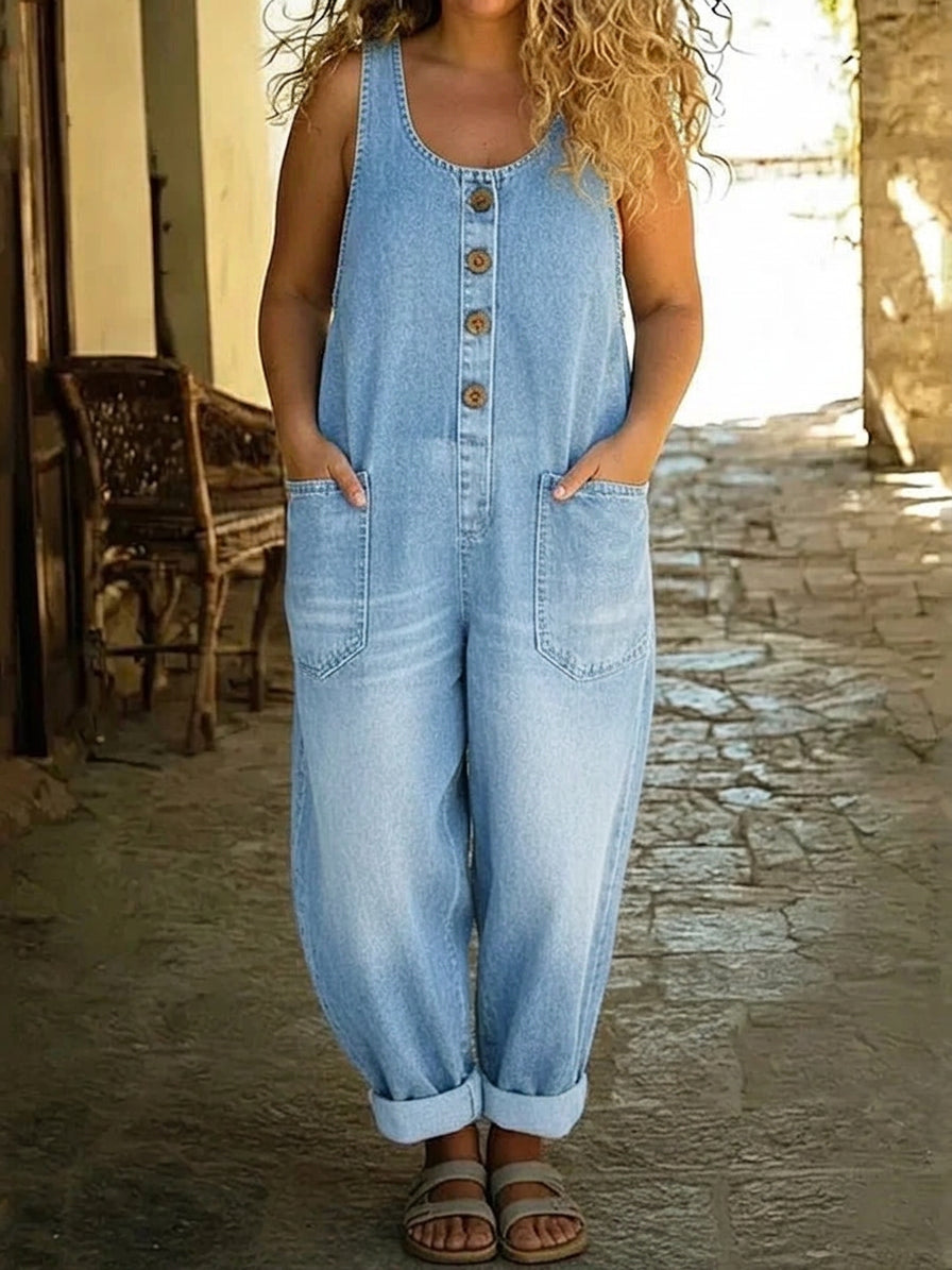 Ruth | Vintage Washed Cotton Denim Overalls